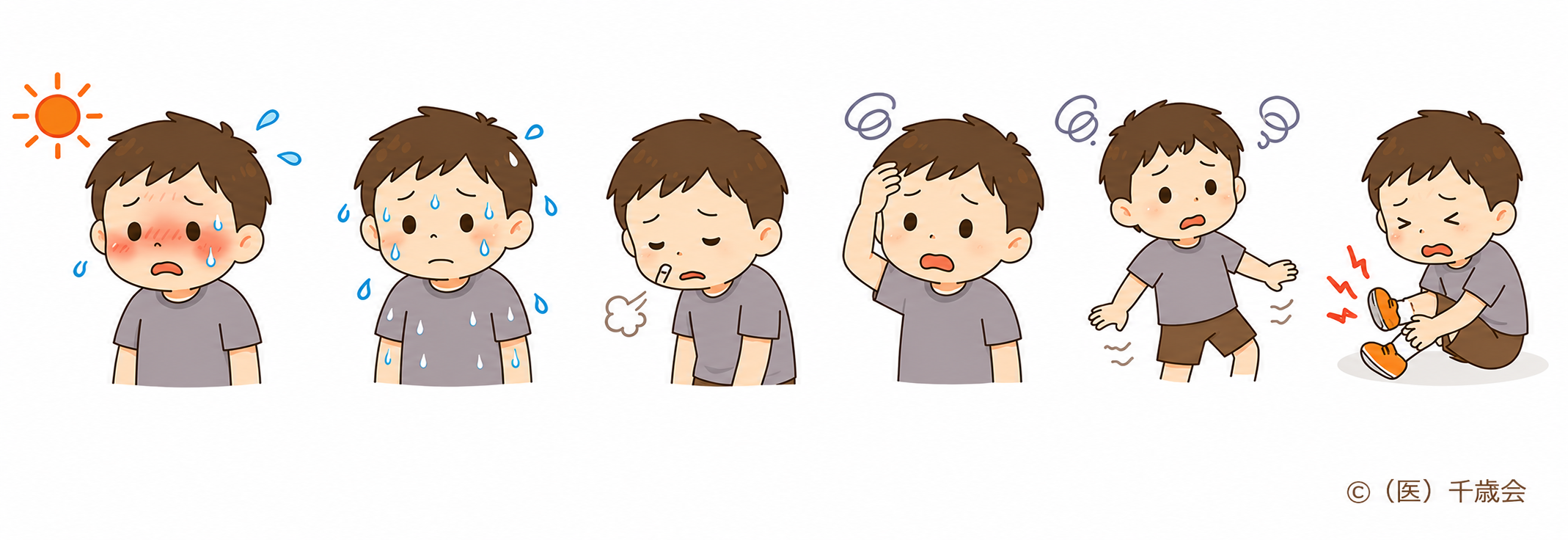 軽い熱中症のサインのイラスト